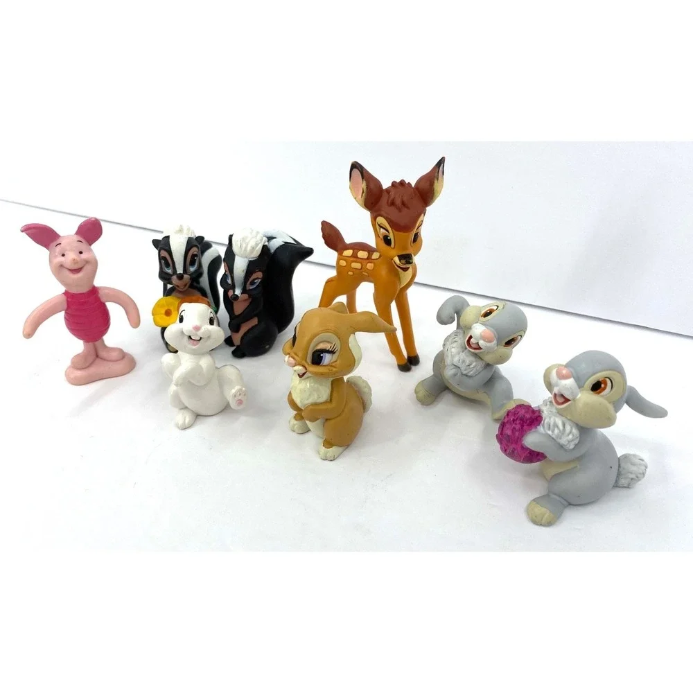 Vintage Disney Store Bambi 7 Piece Lot Toy Figure Play Set Thumper Flower Bunny